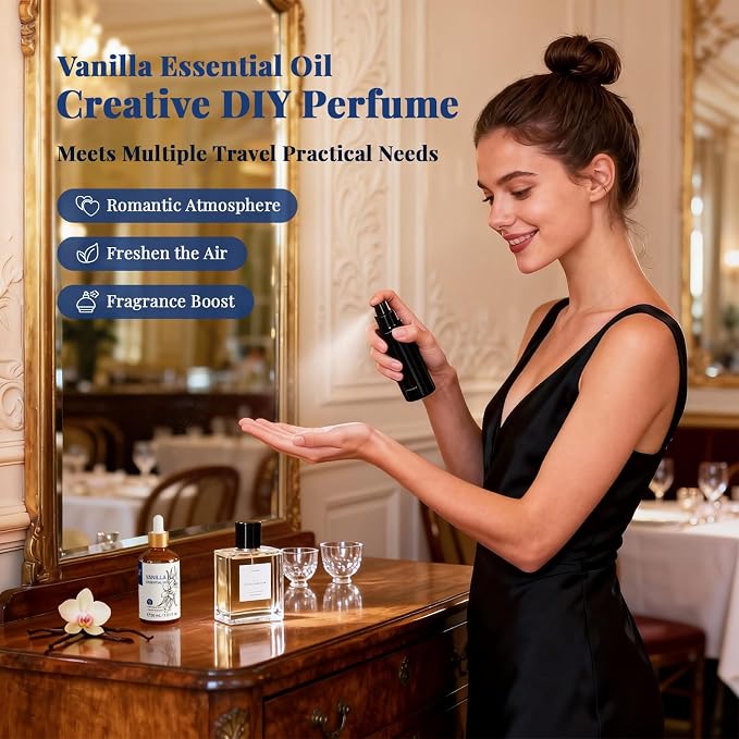 HIQILI Vanilla Essential Oil - 1 Fl Oz / 30ML | Beginner-Friendly for Making Perfume Candle Soap, Diffuser, Body, Skin, Lotion