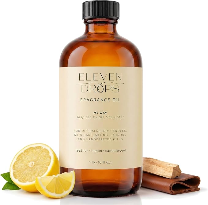My Way Fragrance Oil | Leather, Lemon & Sandalwood Notes | Long Lasting Scent Reed Diffuser Oil for Home, Office, Hotel, Spa, Car & Linen Spray | Pet Friendly IFRA Compliant, 16 oz