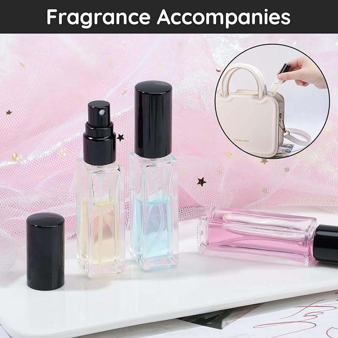 Segbeauty Perfume Atomizer Travel, 10pcs Portable Mini Refillable Perfume Bottles Kits, 10ML Scent Pump Case Empty Glass Toiletries Supplies Containers Travel Size Spray Bottles Accessories Set Clear