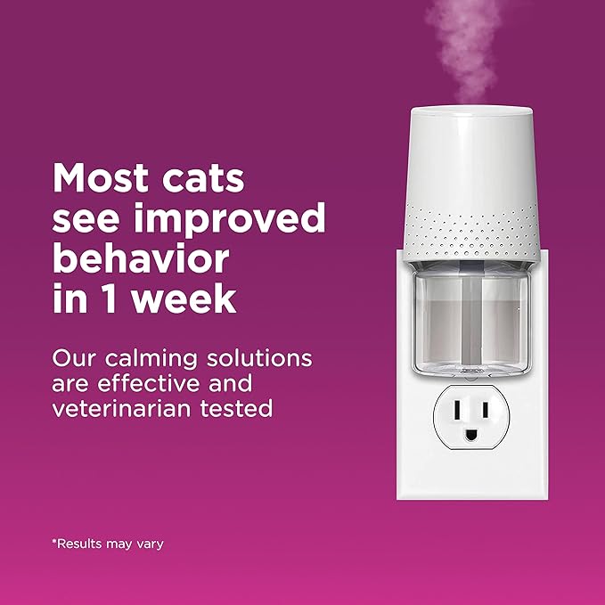 Comfort Zone 60-Day Starter Kit: 1 Cat Calming Diffuser & 2 Refills; Cat Pheromones Help Anxiety; Reduce Stress, Urine Marking, Scratching