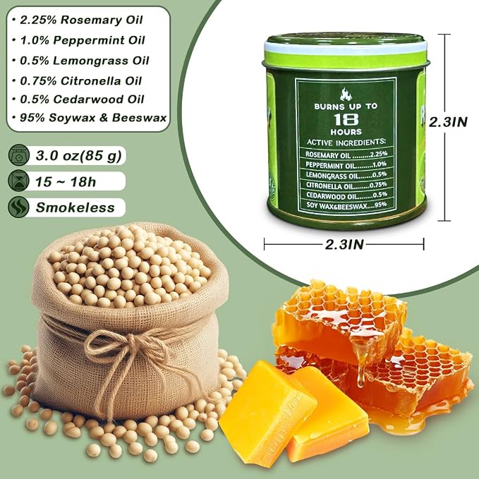 Rosemary Mint Scent Candles 9-Pack | 3oz Aromatherapy Candles | Made with Various Plant-Based Essential Oils and Soy/Beeswax Blend | 18 Hour Burn Time Indoor Outdoor Candle