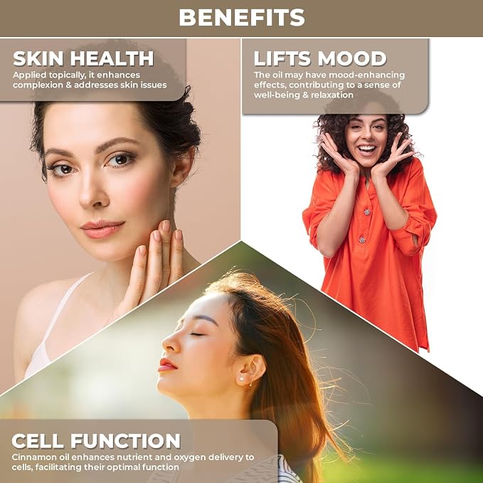 100% Plant Based Cinnamon Essential Oil for Diffusers and Skin | Pure Organic Cinnamon Oil for Aromatherapy, Candle Making, Natural Solutions | Skin-Safe Essential Oil for Home, Sleep & Wellness