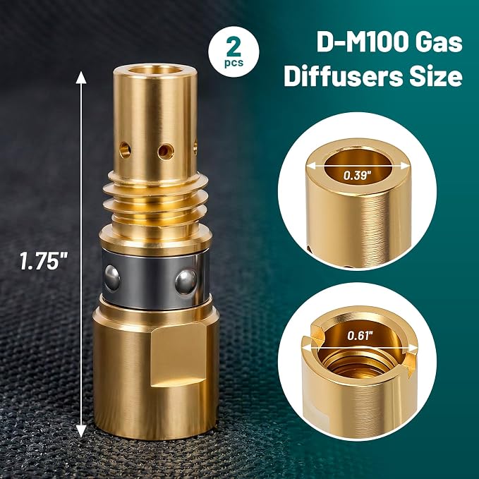 Gas Diffuser D-M100, Compatible with Mi ller MDX-100 1770028 MIG Welding Gun, Acc-uLock MDX, Welding Equipment for Mi ller 2 Pack