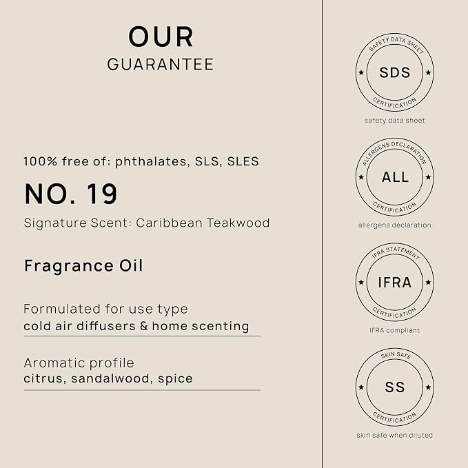 VINEVIDA [128 Fl Oz] Caribbean Teakwood Fragrance Oil for Cold Air Diffusers, Essential Oils for Diffuser Oil Refill & Air Freshener Room Spray
