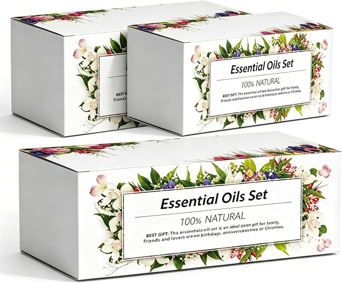 Aromatherapy Essential Oils Kit, 6pcs Pure Scented Oils for Diffuser, Soap, Massage & Home Use - Lavender, Mint, Lemon, Orange, Sandalwood, White Tea