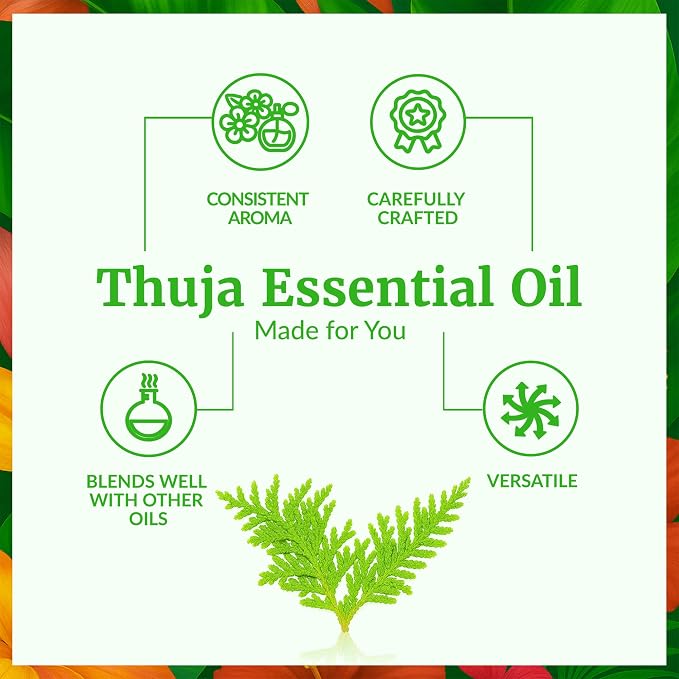 SVA Thuja Essential Oil 1 Fl Oz – for Diffuser, Skin & Hair Care – Ideal for Massage & DIY Blends - with Dropper