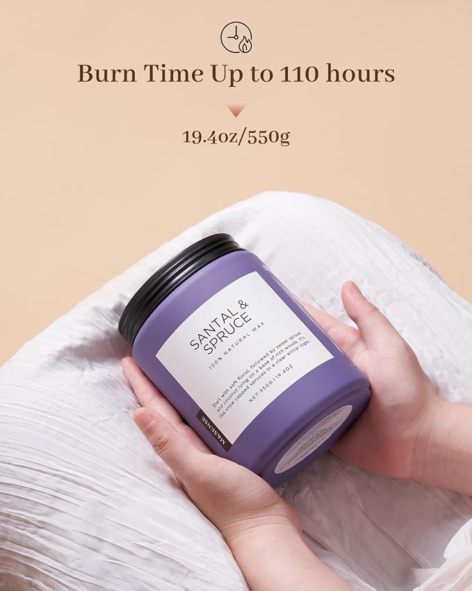 M&SENSE Santalwood Spruce Scented Candles for Home,19.4oz 110 Hour Slow Burning Aromatherapy Candle for Stress Relief Meditation Relaxing SPA Large Candle for Birthday Holiday Gifts