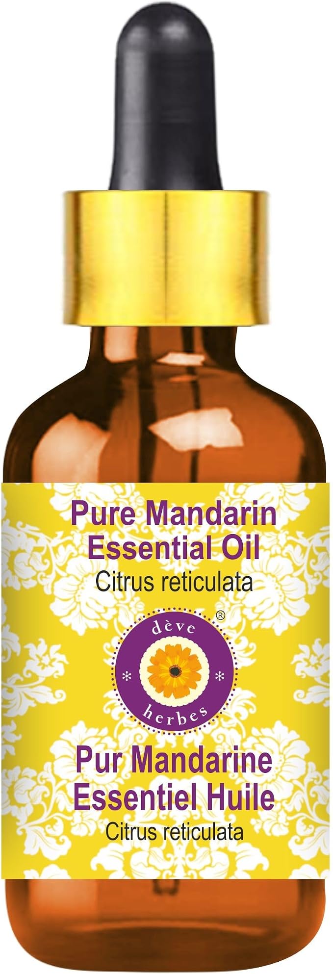 Deve Herbes Pure Mandarin Essential Oil with Glass Dropper 15ml (0.50 oz)
