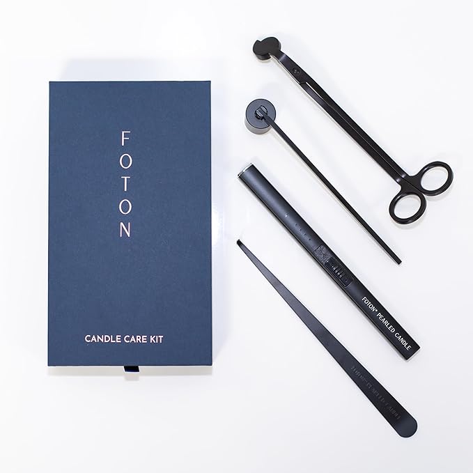 Foton Candles Care Kit with USB-Rechargeable Electric Lighter, Candle Snuffer, Wick Dipper and Candle Wick Trimmer - Candles Accessory Set