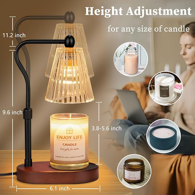 seenlast Candle Warmer Lamp with Timer Dimmer Adjustable Height,Mothers Day Gifts,Electric Wax Warmer Vintage Home Decor for Scented Jar Candles,Birthday Gifts for Women
