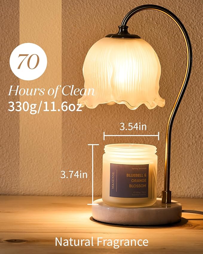 M&SENSE Bluebell Orange Blossom Scented Candle | 11.6oz Natural Soy Wax, 70-Hour Burn Time, Non-Toxic 2-Wick Candle for Home Refresh, Spring Decor & Self-Care Gifts