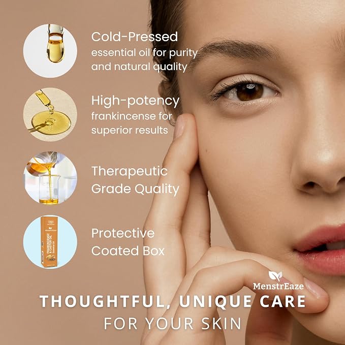 Castor Oil Roll On and Frankincense Essential Oil for Face, High Potency Eye Roller for Skin, 100% Pure Natural Moisturizer for Fine Lines & Dark Circles - 10ml Roller