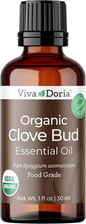 Viva Doria Clove Bud Essential Oil, USDA Certified Organic Clove Oil, 100% Pure, Natural Essential Oil, Undiluted, for Aromatherapy | Food Grade, 30 mL (1 Fluid Ounce)
