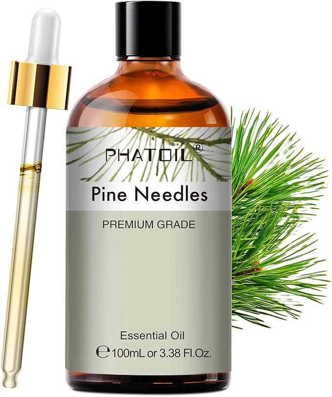 PHATOIL Natural Pine Needles Essential Oil - Pure Aromatherapy Oil for Home Freshening, Skin & Hair Care, DIY Candle, Soap Making 3.38Fl Oz