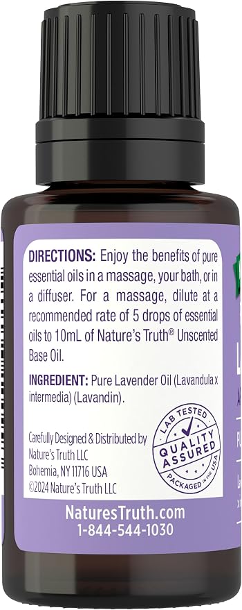 Nature's Truth Lavender Essential Oil | Pure Plant Based | for Diffuser and Aromatherapy | Non-GMO & Gluten Free