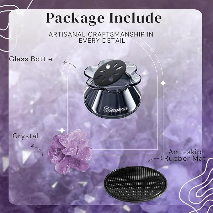 Glass Essential Oil Diffuser Bottle with Natural Crystal Stone Passive Aromatherapy Diffusers for Car Home Small Room Bathroom Living Room Hallway Desk Decorative (Pink Stone)