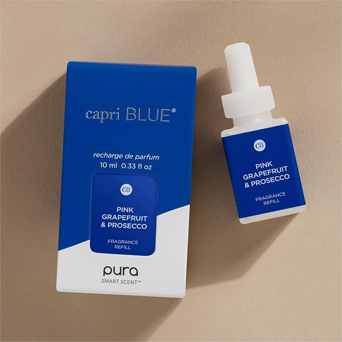 Capri Blue Pura Diffuser Refills – Luxury Home Fragrance – Long Lasting Oil Diffuser Scents with Notes of Mimosa Flower, Grapefruit & Violet (Pink Grapefruit & Prosecco, Pack of 2 Pura Refills)