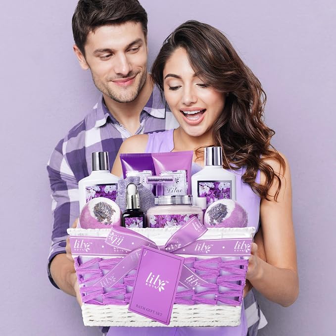 17Pcs Spa Gifts Spa Kit - Perfect Lavender Lilac Spa Gift Baskets for Women