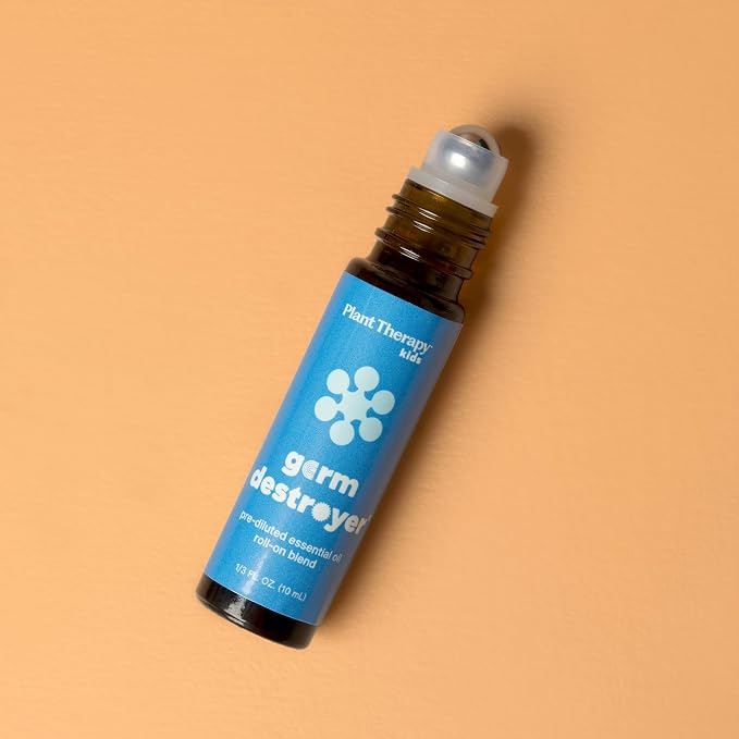 Plant Therapy KidSafe Germ Destroyer Essential Oil Blend Pre-Diluted Roll-ON 10mL (⅓ oz) 100% Pure, Natural Aromatherapy, Respiratory Health and Immune Support for Kids