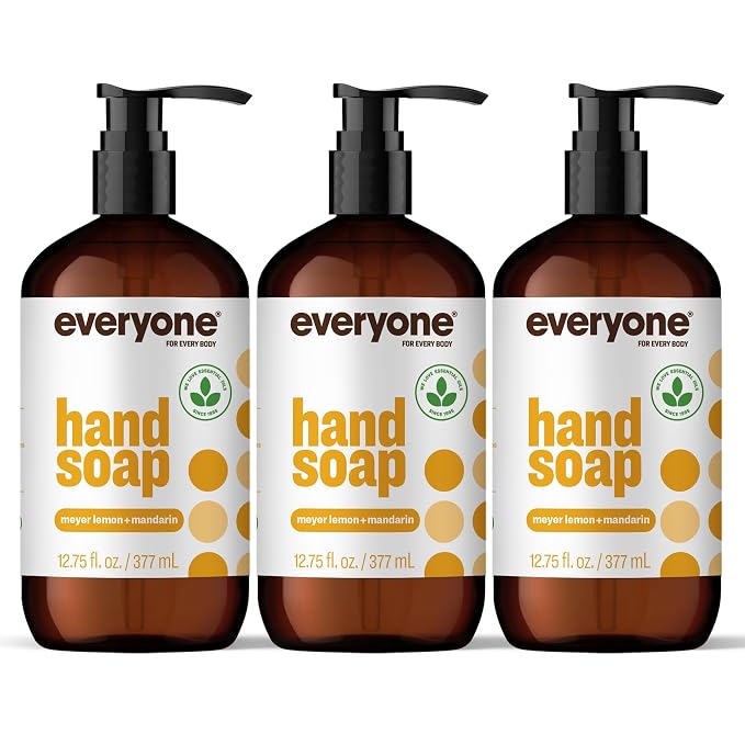 Everyone Liquid Hand Soap, 12.75 Ounce (Pack of 3), Meyer Lemon and Mandarin, Plant-Based Cleanser with Pure Essential Oils