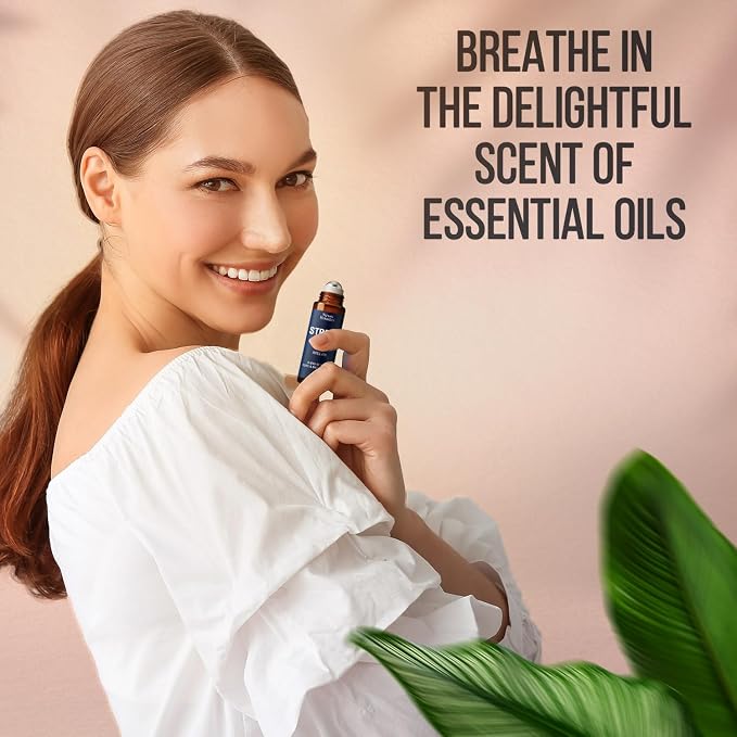 Stress Relief Essential Oil Roll-On 10 ml - Natural Stress Relief Blend with Lavender, Geranium & Frankincense Oils - Prediluted Roller for Calming Aromatherapy - Nexon Botanics