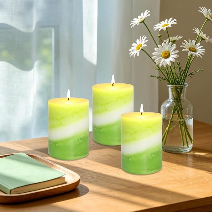 Crystal Club Eucalyptus Mint Scented Candles, 3x4 Inch Green Pillar Candle, Long Burning 40+ Hours, Aromatherapy Candle for Home Decor & Tabletop Centerpiece