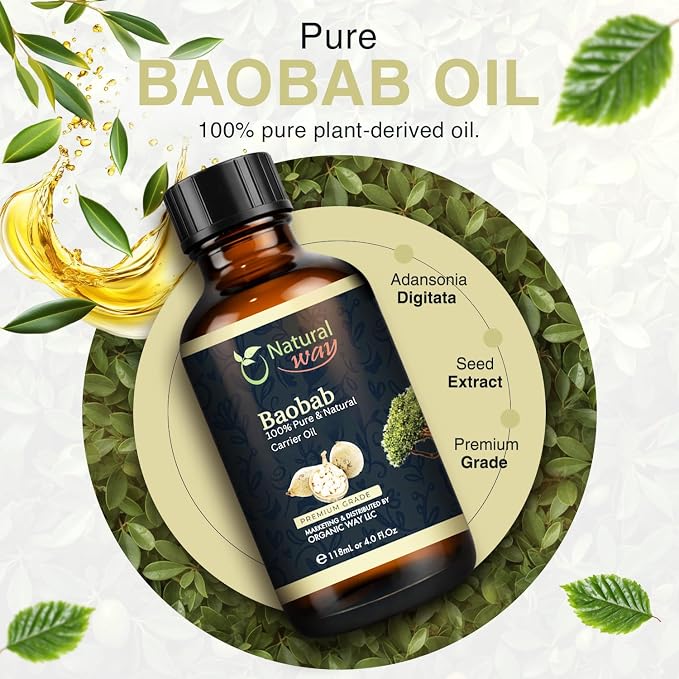 Baobab Carrier Oil for Diffusers, Dry Skin, Hair | Natural Aroma Oil for Home Fragrance, DIY Beauty Blends & DIY Candle Making, Long Lasting Scent for Office, Bedroom Scent 4 Fl Oz (120 mL)