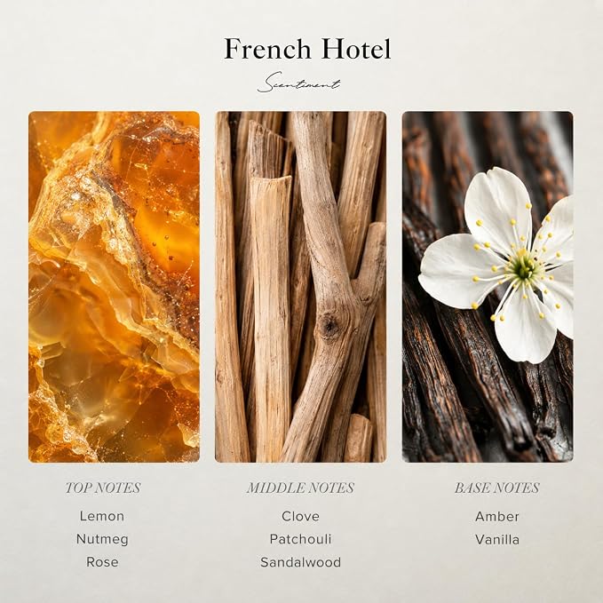 Scentiment French Hotel Diffuser Oil - Premium Hotel Scent with Notes of Clove, Patchouli & Sandalwood Home Scent, Aromatherapy Fragrance Oil Diffuser Refill - 4.06 fl oz (120 mL)