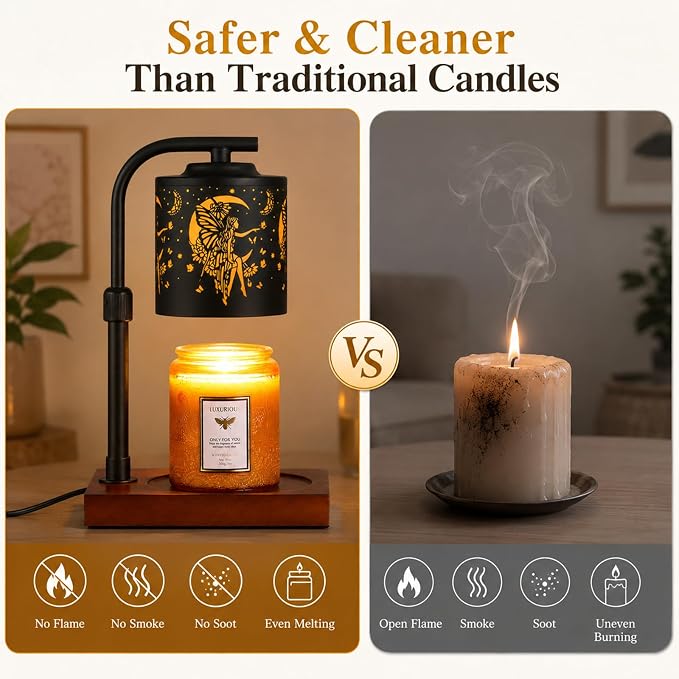 Candle Warmer Lamp with Adjustable Height Dimmable for New Home Decor Electric Candle Warmer for Jar Candles Birthday Gifts for Women Mom(Moon)