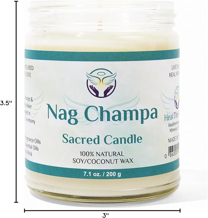 Heal The Masses White Sage Candles for Cleansing House Chakra Healing | Energy Cleansing Smudge Candle | Natural Aromatherapy Candle | Sage for Cleansing House Negative Energy (7 oz) (Nag Champa)