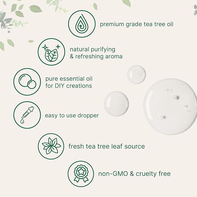 Micro Ingredients Pure Tea Tree Essential Oil, 8 fl oz | Premium Grade Liquid Drops | DIY for Natural Aromatherapy, Soap, Diffuser, Candles, Body & Scalp Massages | Purifying & Refreshing Aroma