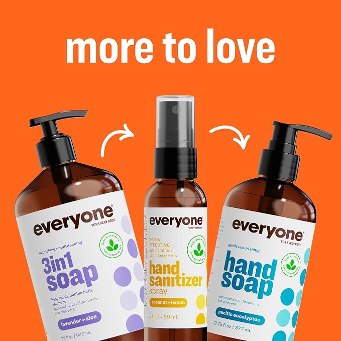 Everyone 3-in-1 Soap, Body Wash, Bubble Bath, Shampoo, 32 Ounce (Pack of 2), Cedar and Citrus, made with Essential Oils for Men and Women