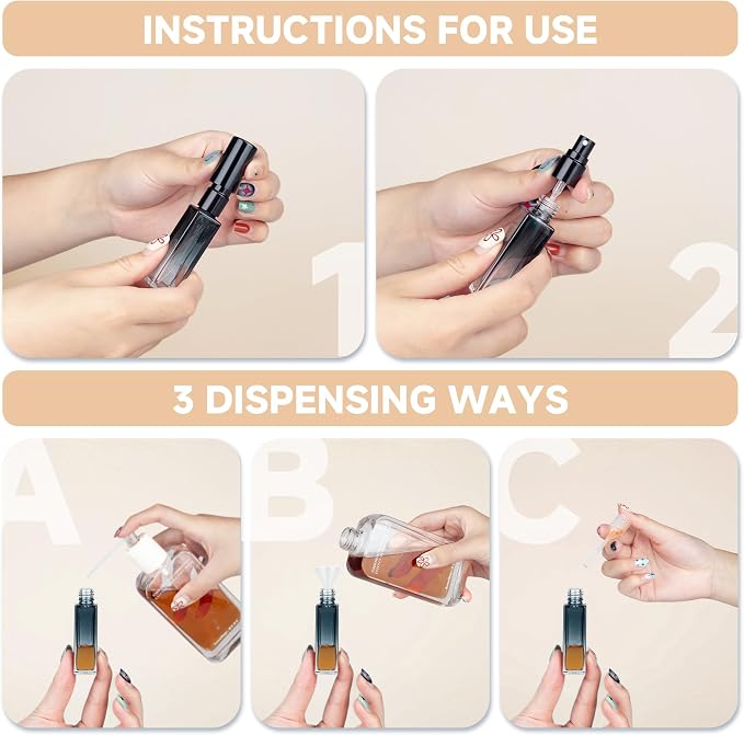 Perfume Travel Refillable Atomizer, 5 Pack 10ml Leak Proof Refillable Perfume Bottle for Air Travel, Purse and Business Trips, Glass Atomizer Sprayer for Cologne with Funnel & Pipette
