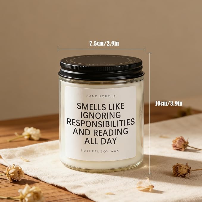 Book Lovers Gifts for Women, Funny Gifts for Book Lovers, Bookish Christmas, Birthday Gift for Bookworm, Librarian, Booklover, Soy Wax Lavender Scented Candle