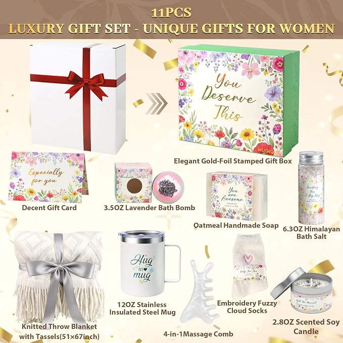 Care Package for Women Spa Gift Set Self Care Gift Basket Gift Baskets for Women Birthday Gifts Get Well Soon Sympathy Relaxation Stress Relief After Surgery Recovery Cancer Care Thinking of You
