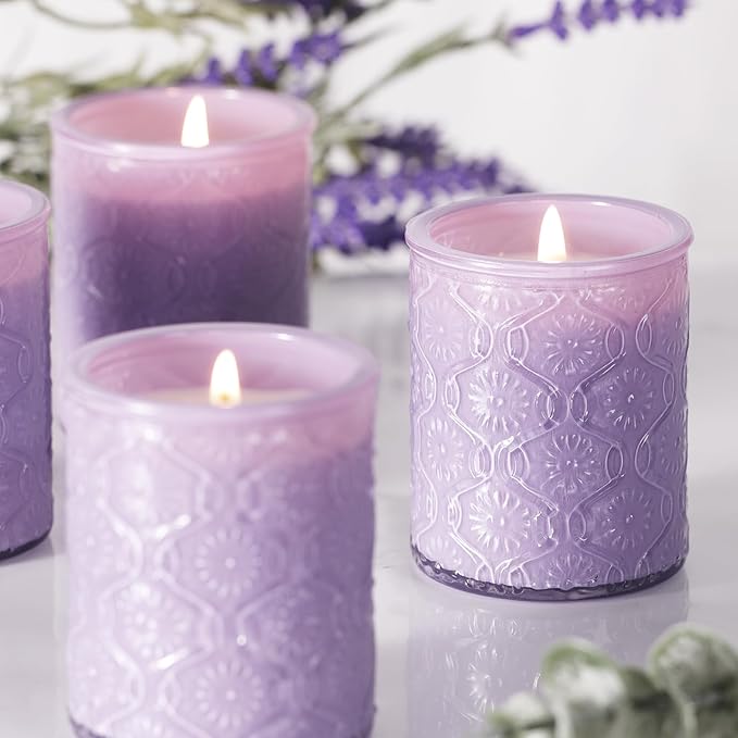 LETINE 12oz Lavender Aromatherapy Candle Gift Set - 4 Pack Soy Wax Candles with 24H Burn Time, All Natural Scented Candles for Relaxation, Bath Yoga Spa, Birthday Valentine's Gifts for Women