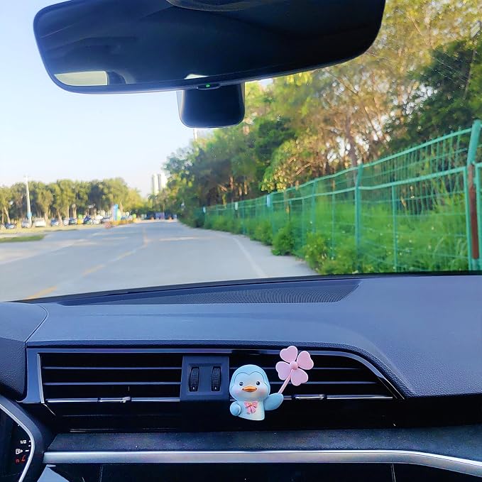 Cute Car Air Freshener Vent Clips, 3D Animal with Mini Fan Diffuser Vent Clip, Air Conditioning Decoration Car Accessories for Women and Men