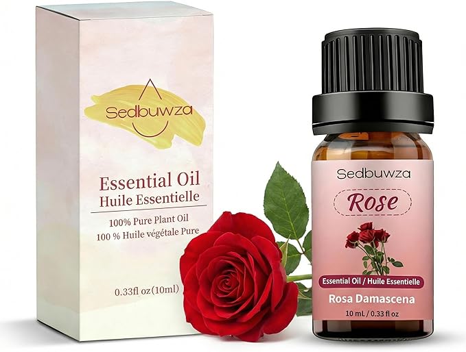Sedbuwza Rose Essential Oil, 100% Pure Rose Fragrance Oil for Diffuser, Humidifier, Soap, Candle, Perfume - 10ml