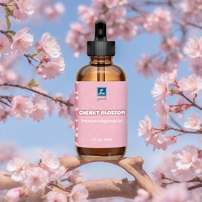 GM Gumili Cherry Blossom Fragrance Oil 2 Oz, Natural Scent Oil for Home Essential Oils Diffuser, Candle Making, Soap Making, DIY Body Oils, Perfume, Body Mist, Spray - Hotel Scent