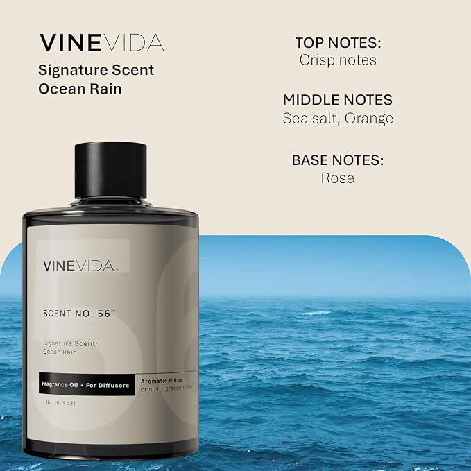 VINEVIDA [16 Fl Oz] Ocean Rain Fragrance Oil for Cold Air Diffusers, Essential Oils for Diffuser Oil Refill & Air Freshener Room Spray