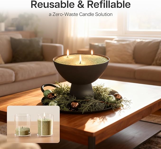 comforder Scented Candle Sand with Wicks, Pearled Candle, Wax Granules, 14oz Sand Wax Granules + 4 Wicks (Light Green, Jasmine)