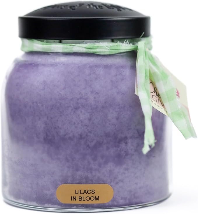 A Cheerful Giver — Lilacs In Bloom - 34oz Papa Scented Candle Jar with Lid - Keepers of the Light - 155 Hours of Burn Time, Gift Candle, Violet