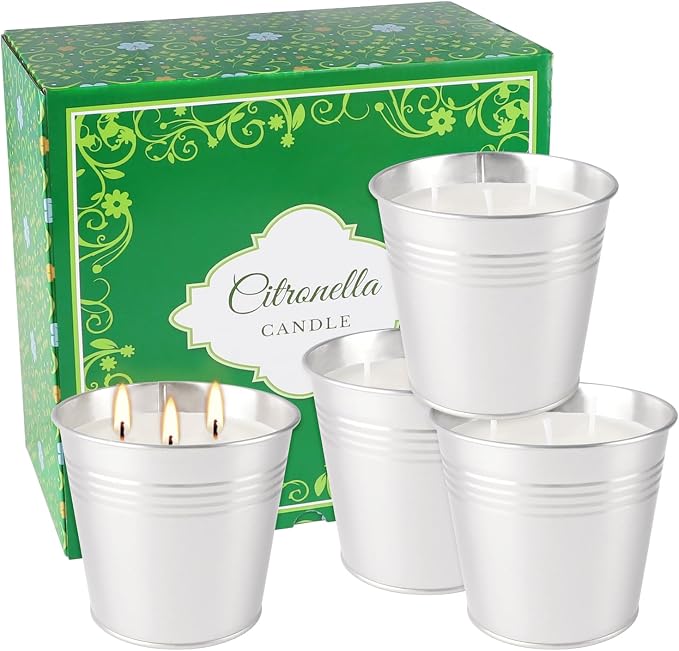 Large Citronella Candles Outdoor-4x150z3-Wick Bucket Candle for Home Patio Candleup to 240 Hours, Summer Camping HugeCandle