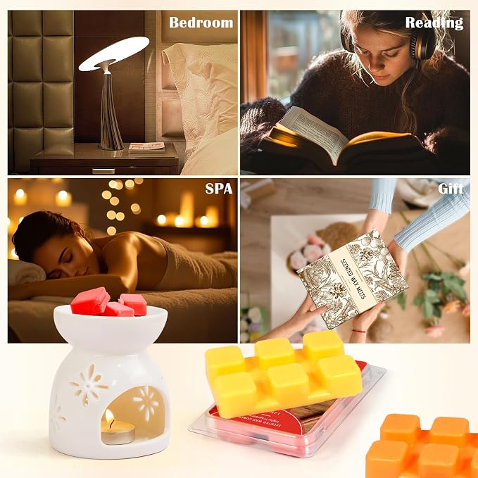 SCENTORINI Scented Wax Melts 12 Pack - Spring & Summer Assorted Scents Including Pure Cotton, Tahiti Vanilla, Jasmine & Eucalyptus Sage | Strong Fragrance Wax Cubes for Warmer, Home, Office Relaxation