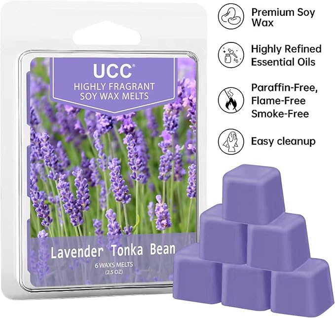 UCC Plant Based All Natural Fall Wax Melts, Highly Scented Fragrances, Long Lasting Premium Soy Scented Melts Cubes, Wax Melts Tarts, Colored Wax Melt - 4 Pack