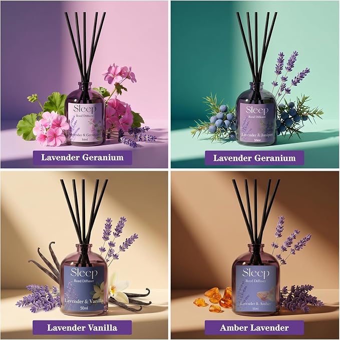 SCENTORINI Reed Diffuser Set, 6.76oz, Lavender Essential Oil Diffuser, Summer Fragrance Reed Diffuser with 24 Sticks for Bedroom Sleep, Spa Relax, Home Fragrance Bathroom Hotel Decor