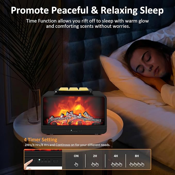 Wax Melt Warmer, Electric Fireplace Wax Warmer with Timer Wax Melter for Scented Wax, Candle Melt Warmer Flame Fragrance Oil Burner for Home Bedroom Office Decor, Gift for Mother's Day