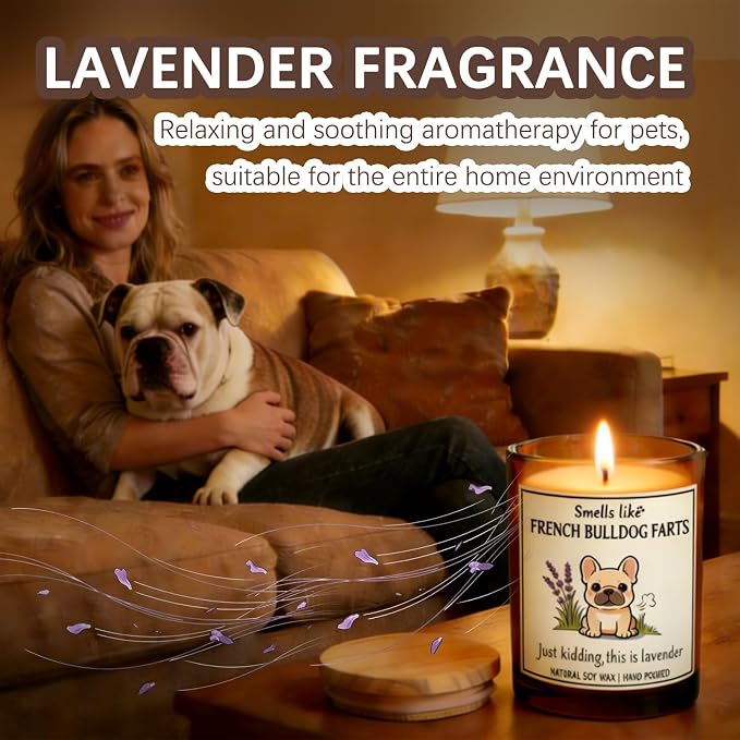 France Bulldog Gifts for Women - Dog Mom Candle Decor Bulldog Farts Candle Themed Gifts for Women for Pet Lovers Crafted by Natural Soy Wax Lavender Scented Candle ecoration for Christmas Birthday