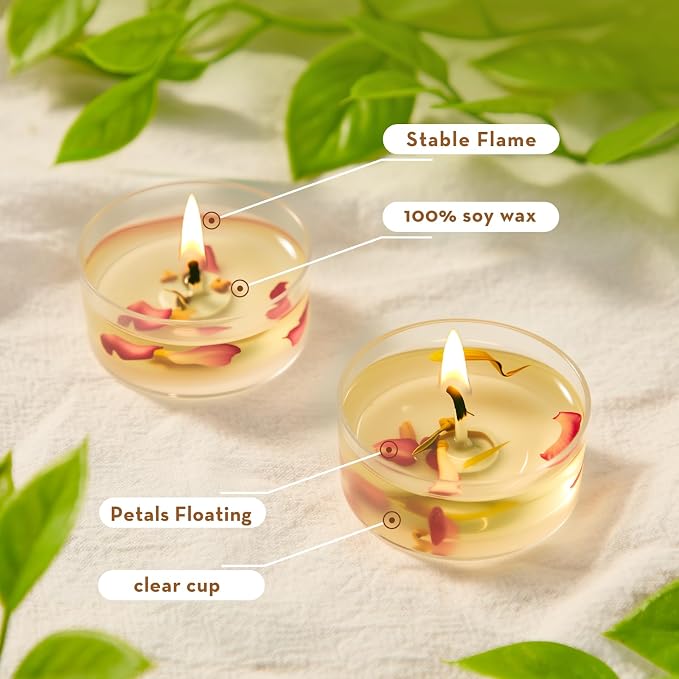 Ashlux Acrylic Rose Soy Wax Scented Tea Lights, 16-Pack Bulk – 4-Hour Long Burning, Non-Paraffin, Smokeless,Tealight Candles for Weddings, Table Centerpieces, Home Decor & Christmas