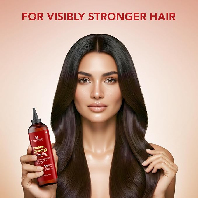 Botanic Hearth 100% Pure Korean Ginseng Oil For Hair Growth & Hair Treatment Oils 6.7 Fl Oz | Infused with coconut Oil | Hair Oil Repairs Dry Damaged Hair, Strengthening, Healthier | All Hair Types